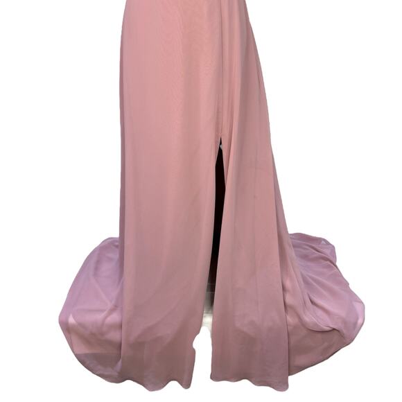 Azazie Everleigh Dress Vneck Dusty Rose Aline Floor Length Maxi Formal Size A8 - Picture 6 of 11